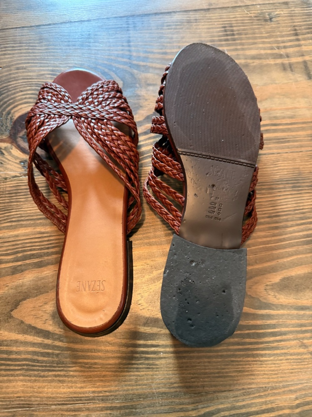 Sezane Low Paola Mules Mahogany Smooth Braided - Size US 8 - Picture 6 of 7